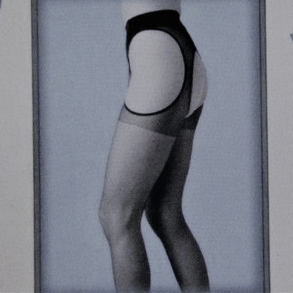 Donald J. Pliner Alta Moda Sheer Black Suspender Tights Style Hose  Size S-M - Picture 1 of 10